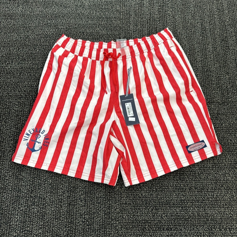 Vineyard Vines Mens M Prep Stripe 4-Way Stretch Swim Trunks Beach Shorts NWT
